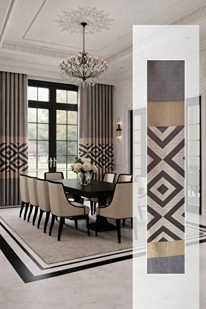 Perlife Gold ® Lüks Panofon Fon Perde – 2 Kanat – 1’e 3 Sık Pile – 100 cm En ...