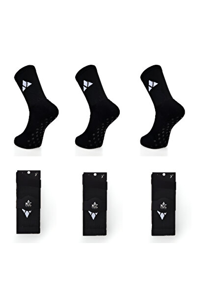 MGC Spor 3-Pack Black D Stitch-Free Toe Breathable Non-Slip Sole Socks for Fo...