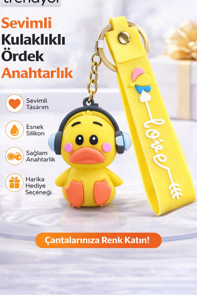 WEXSA Gift Cute Duck Figured Keychain 3Dsilicone School Camping Shoulder Trav...