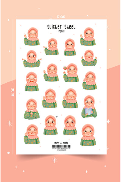 MuslimWalk Perin – Tesettürlü Kız İslami Planlayıcı Başörtülü Sticker Seti #90