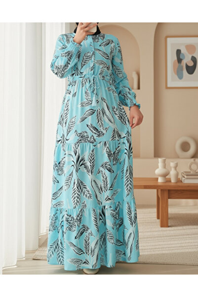 Modamorfo 2145 Rochie Hijab Model - Turcoaz