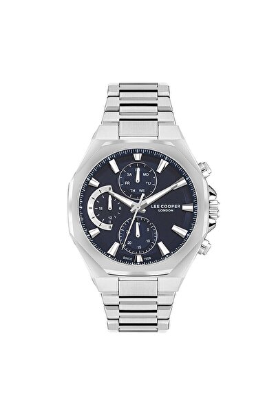 Lee Cooper Men's 44mm Steel Case, Navy Blue Dial, Multifunction Wristwatch