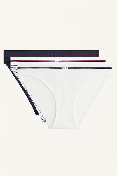 Oysho 3 سراويل داخلية كلاسيكية ناعمة الملمس بدون درزات