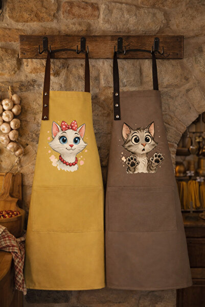 Hulganz Kitchen Apron Set of 2, Stain-Resistant, Water-Repellent Fabric, Colo...