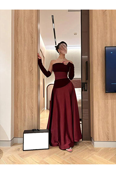 Kendallksa فستان سهرة يجسد الرقي بمزيج ساحر من المخمل الناعم وقماش التفتا اللامع