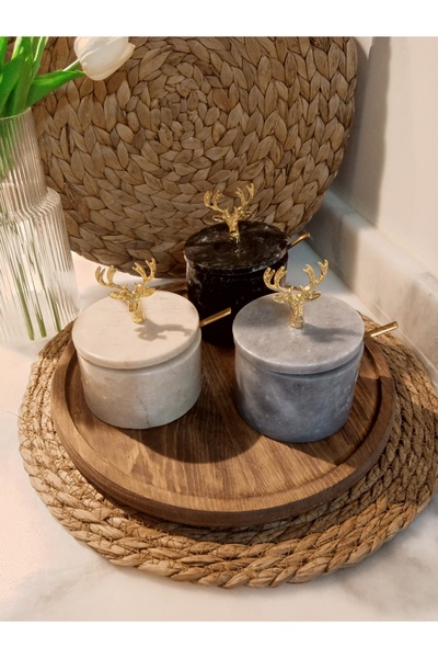 TROYA Marble Salt Shaker Sugar Bowl Seasoning Jar Set