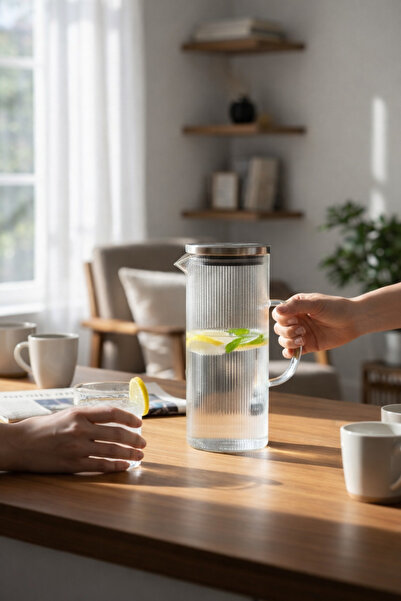 Paşabahçe 1500 ml Borosilikat Cam Süzgeçli Sürahi - Isıya Dayanıklı Modern Şı...