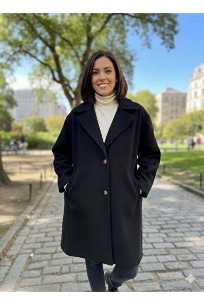 Hakko Kısa Düğmeli Kaşe Mont