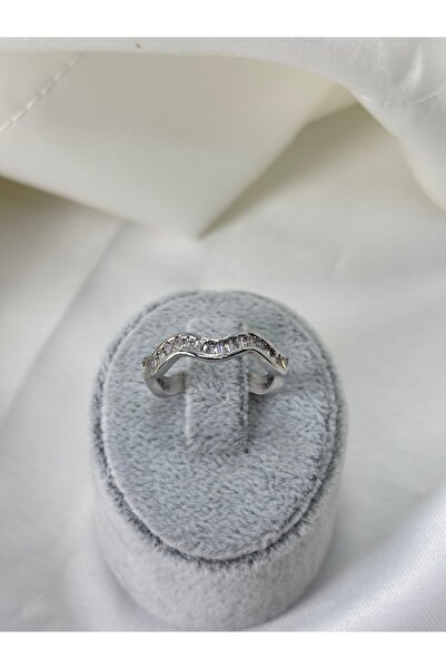 divakse Steel Ring Lip Model with Zircon Stone Silver