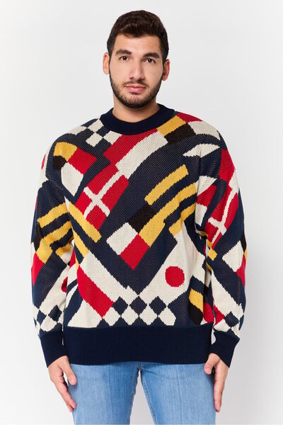 Gant Men Crew Neck Knitted Sweater, Multicolor