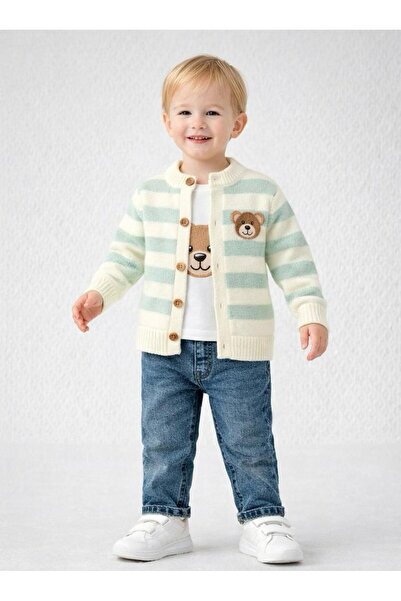 yesda Erkek Bebek Triko Hırkalı 3’lü Takım – Uzun Kollu Body, Triko Pantolon,...