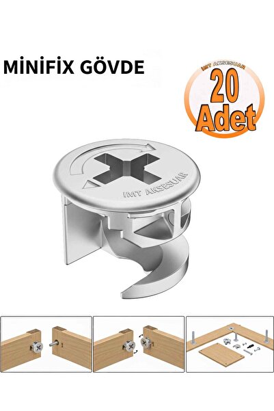 İMT AKSESUAR Minifix Gövde 15X13MM Mobilya Dolap Birleştirme Bağlantı Vidası ...