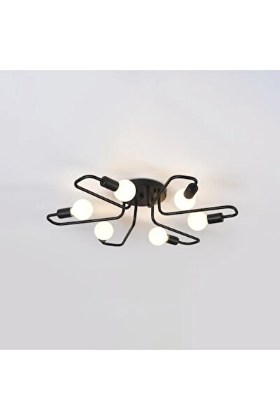 OEM MODERNIST Hexa 6 Chandelier, 6x E27, Black, 72x15cm