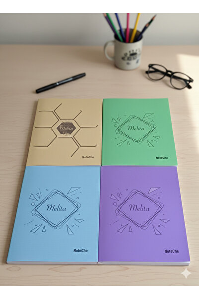 Srctech 4'lü Set 80 Sayfa KARELİ A4 Defter Pp Kapak - Kapak Rengi Stoktan Gönderim!