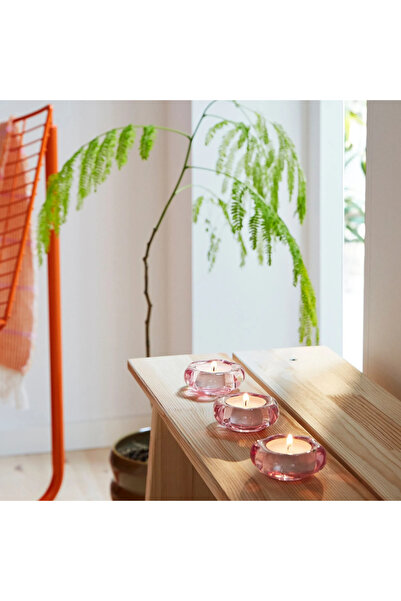 IKEA BLADFAGEL tealight mumluk, pembe, 3 cm