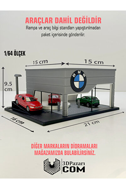 Butik 3D Baskı 1/64 Ölçekli BMW Showroom Tasarımlı Diorama Araç Sergileme Garajı