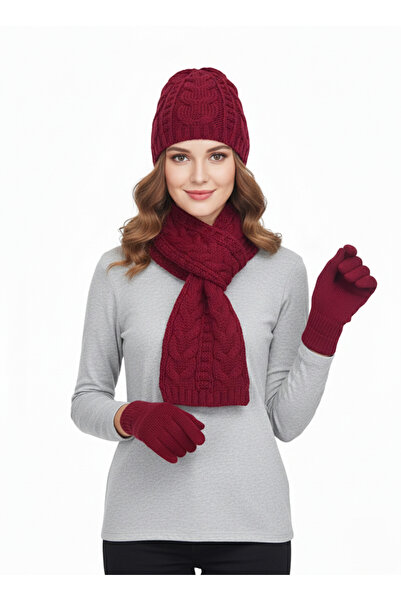 derikem Set de iarnă pentru femei, beretă de lux tricotată, eșarfă și mănuși