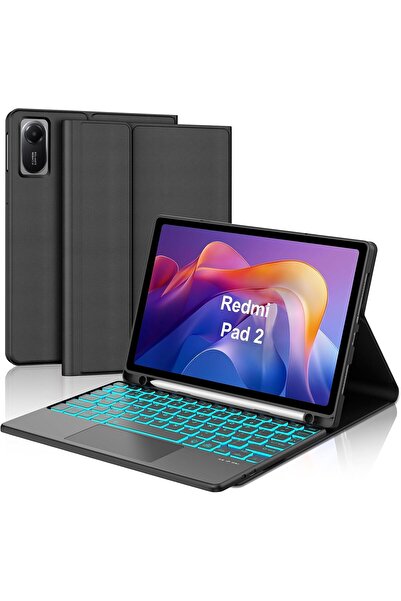 Fojex غطاء لوحة مفاتيح لجهاز Xiaomi Redmi Pad 2 مقاس 11 بوصة (2025) - تخطيط المملكة المتحدة - لاسلكي قابل للفصل بتقنية البلوتوث