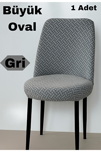ELHAS Mutfak Sandalye Kılıfı Büyük Oval Jakar Yıkanabilir Streç Lastikli Sand...
