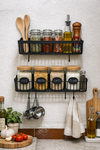 MİNYORA 2’li Siyah Plastik Duvar Sepeti