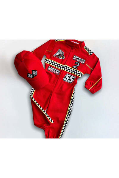 Toybox Kids Race Car Driver Costume – Deluxe Racing Jumpsuit with Cap For Rol...