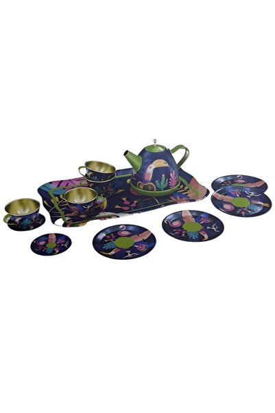 Toybox طقم شاي للأطفال الصغار، أدوات مطبخ للعب التخيلي، ألعاب حفلات وقت الشاي مع صينية وأكواب وصحن