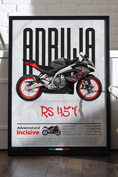 Duvarda Aprilia RS 457 Αφίσα με Μαύρο Ξύλινο Πλαίσιο, Διακοσμητικός Πίνακας Τ...