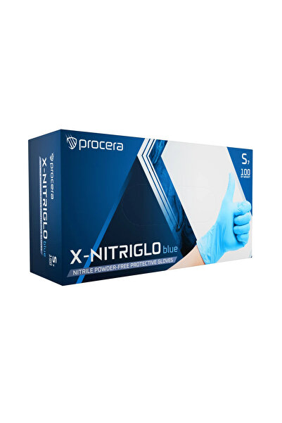 Procera Mănuși nitril albastre nesterile, fără pudră, de unică folosință, X-nitriglo Bleu Blue XL