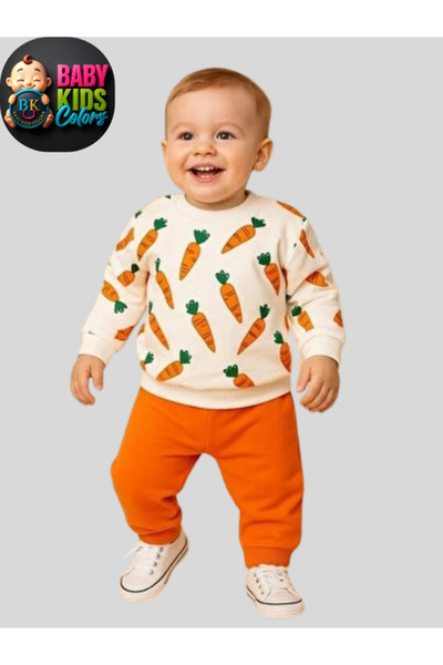 baby kids colors طقم رومبير للأطفال الأولاد مكون من قطعتين كاروت مطبوع قطن 🥕...