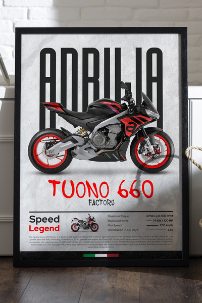 Duvarda Αφίσα Aprilia Tuono 660 Factory σε μαύρο ξύλινο πλαίσιο, διακοσμητική...