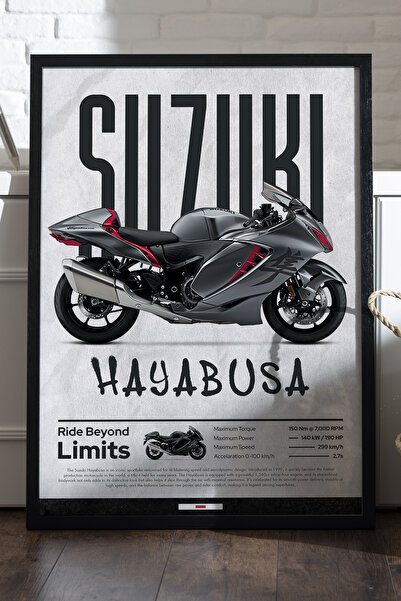 Duvarda Poster cu ramă din lemn negru Suzuki Hayabusa, pictură decorativă de ...