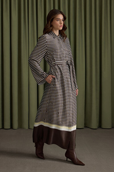 Aker Kahverengi Koza Logolu Viscon Elbise