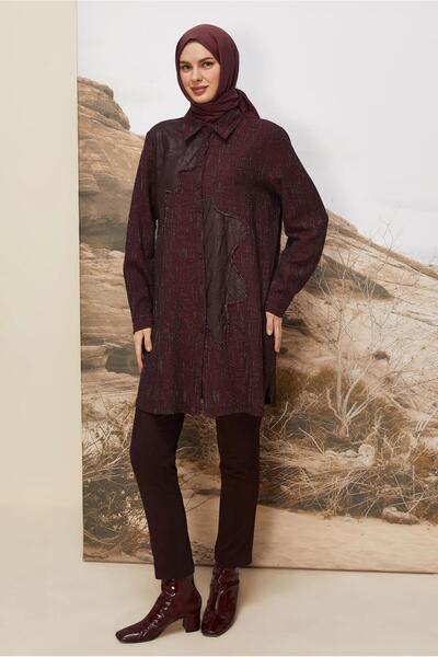 Alvina Artificial Leather Detail Tunic 46124