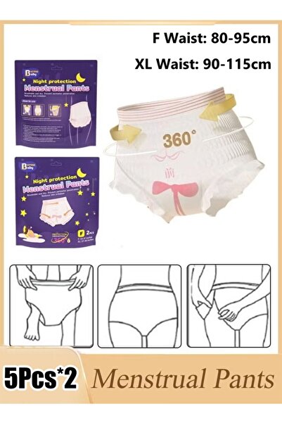 Generic عبوتان * 5 قطع/عبوة سراويل الدورة الشهرية للاستخدام مرة واحدة، مقاسان F/XL، رقيقة للغاية وجيدة التهوية.