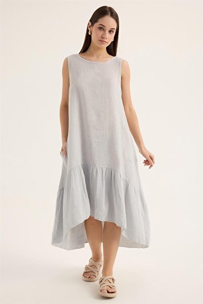 HomeStore Λινό Αμάνικο Φόρεμα