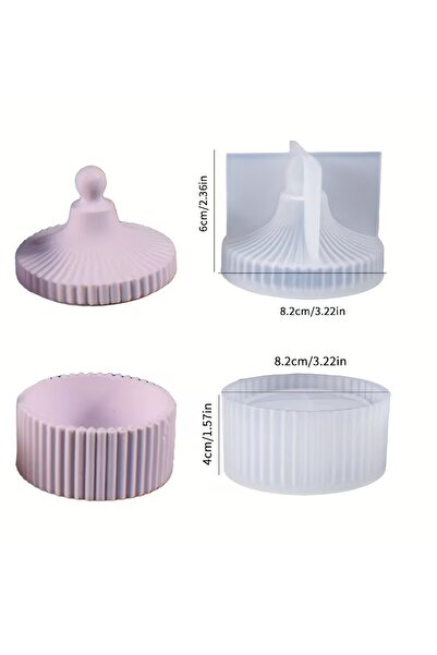 AnkaHobiMarket Çizgili Kapaklı Kutu Silikon Kalıp (S983)