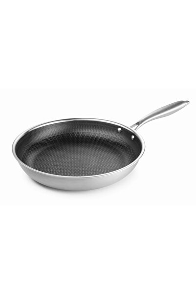 Perfect Home Stainless Steel Frying Pan, Honeycomb Pattern, Non-Stick Coating, 24 cm