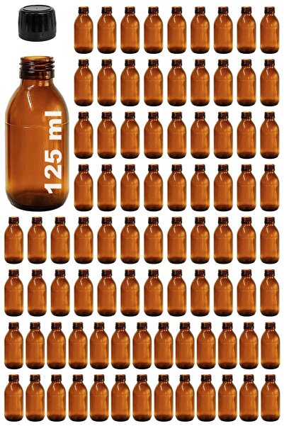 Afracam زجاجة دواء دائرية سعة 125 مل مع غطاء أسود قابل للقفل، زجاجة كهرمانية ...