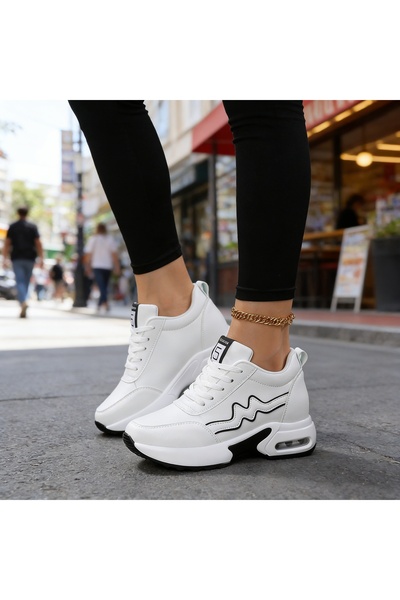 SOSENFER Kadın yürüme ayakkabısı, rahat derisi artırma rahat ayakkabı kadın a...