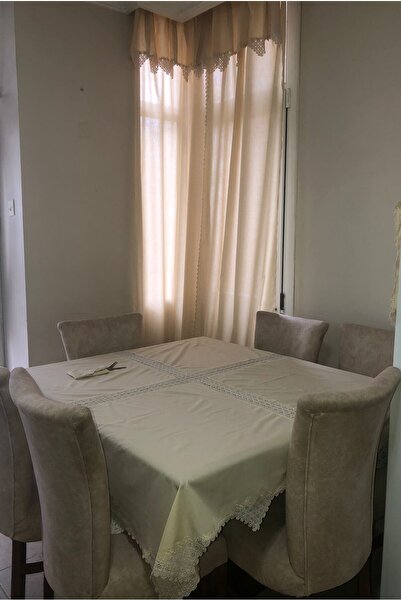 MOR TIRTIL el işi dantelli mutfak perdesi, masa örtüsü, peçete takımı nostalj...