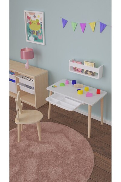 Pratico Tubi Çocuk Çalışma Oyun ve Etkinlik Masası Bölmeli Sepetli