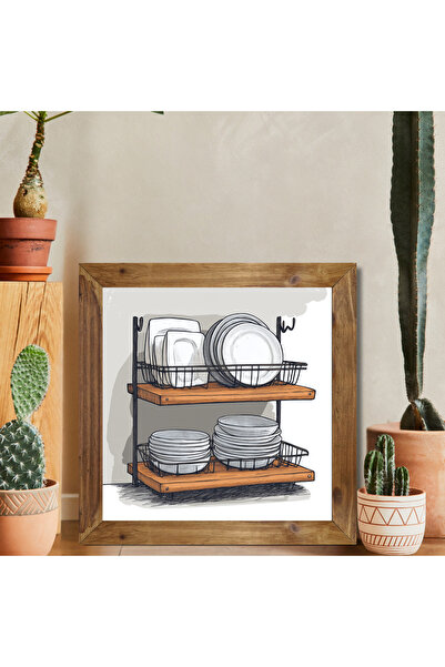 woodhomeworks One Piece Real Wood Framed Decor Pictură pătrată