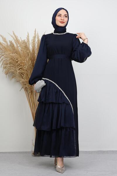 GİYZAMİLA Rochie de seara Damla Stone Albastru Marin