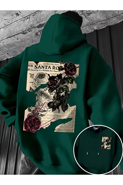 LORVANIY سويت شيرت UnisexROSE مطبوع 3 Thread K بغطاء رأس