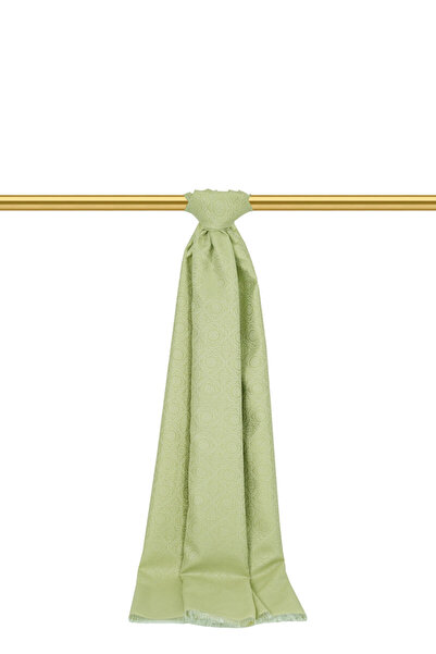 Bursa İpek Şal din mătase jacquard cu model de inele verde deschis