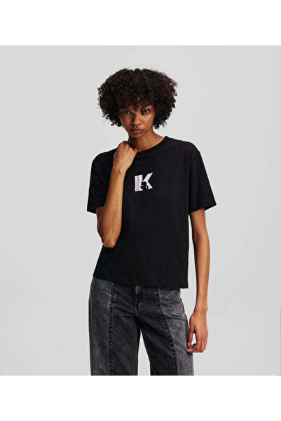 KARL LAGERFELD JEANS Γυναικείο μπλουζάκι REG SS K-LOGO μαύρο