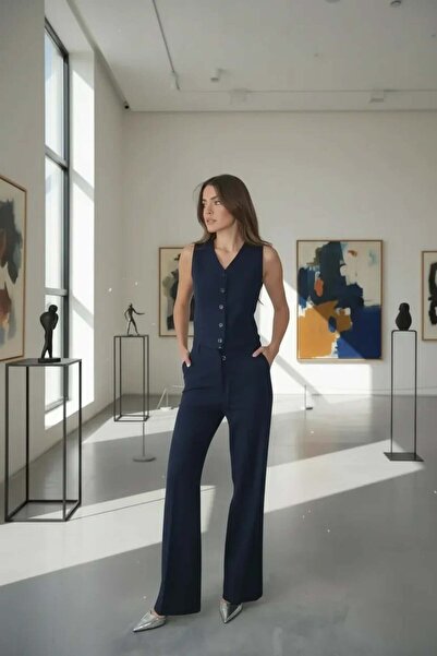 Swass Vest and Pants Two-Piece Set Navy Blue