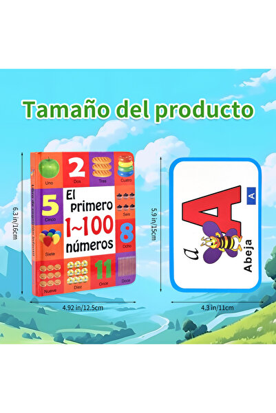 Choice 2 Baby Cognitive Learning Collection: Spanish Number Book + Letter flashcards, Preschool education .