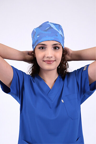 LITTE Unisex Kamuflaj Desenli Medikal Cerrahi Bone Doktor Hemşire Hastane Bonesi