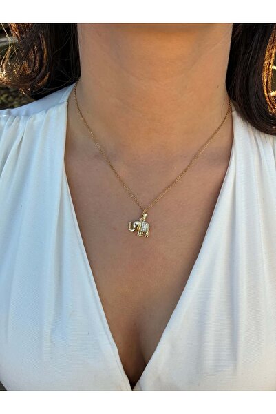 Ayno Gold Zirkon Taşlı Fil Figürlü Kadın Çelik Kolye